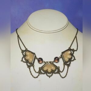 Jewelmint Vintage-Inspired Necklace with Cream and Brown Accents